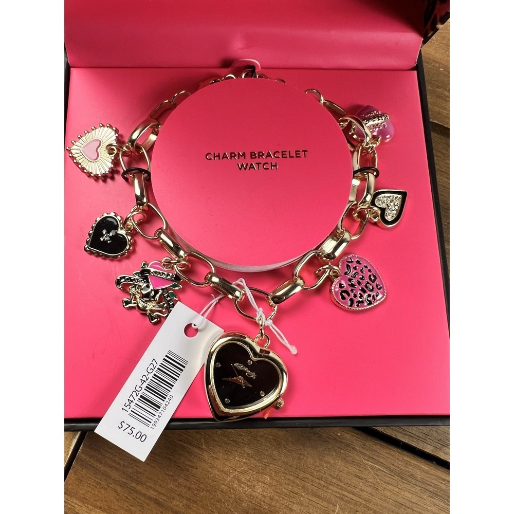 Ed Hardy Charm Bracelet Watch Accessory NWT Hearts Roses - Picture 2 of 4